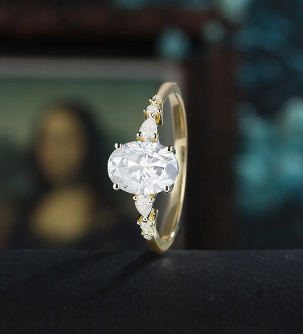 Oval Cut Moissanite Engagement Ring Solid Gold Anniversary Ring Diamond Wedding Ring rose white yellow gold Promise Ring Unique Bridal promise Ring