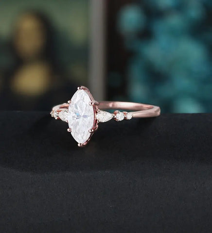Marquise Cut Moissanite Engagement Ring Anniversary Solid Gold Ring Diamond Wedding Ring 18k/14k/10k gold Promise Ring Unique Bridal promise Ring For Her