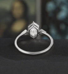 Long Hexagon Cut Engagement Ring Moissanite Solid Gold Promise Ring Anniversary Diamond Wedding Ring Solid Gold Vintage Ring Unique Bridal promise Ring For Women - ULRICARING