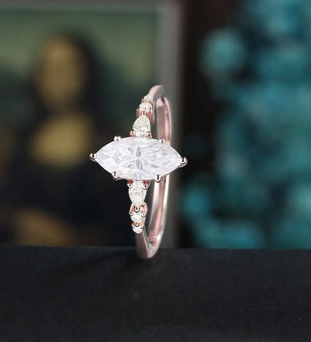 Marquise Cut Moissanite Engagement Ring Anniversary Solid Gold Ring Diamond Wedding Ring 18k/14k/10k gold Promise Ring Unique Bridal promise Ring For Her