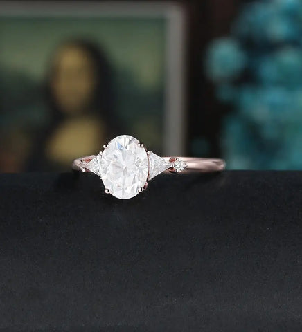 Oval Cut Moissanite Engagement Ring Solid Gold Promise Ring Anniversary Diamond Wedding Ring Solid Gold Vintage Ring Unique Bridal promise Ring For Women