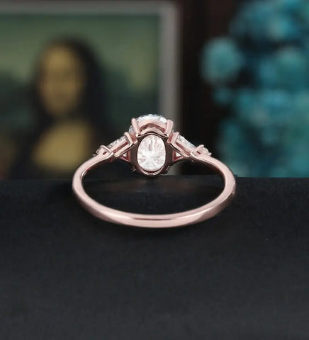 Oval Cut Moissanite Engagement Ring Solid Gold Promise Ring Anniversary Diamond Wedding Ring Solid Gold Vintage Ring Unique Bridal promise Ring For Women
