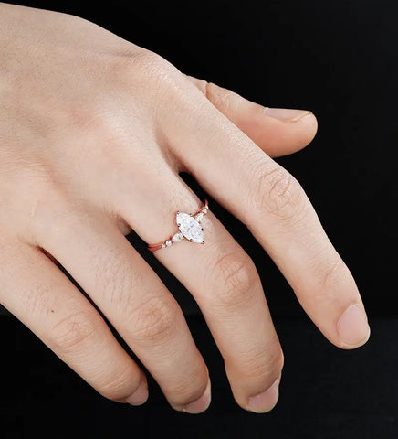 Marquise Cut Moissanite Engagement Ring Anniversary Solid Gold Ring Diamond Wedding Ring 18k/14k/10k gold Promise Ring Unique Bridal promise Ring For Her
