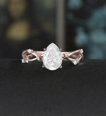Pear Shaped Moissanite Engagement Ring Solid Gold Ring Anniversary Diamond Wedding Ring Vintage Ring Unique Bridal Ring For Her - ULRICARING