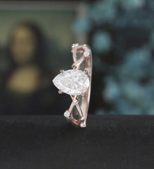 Pear Shaped Moissanite Engagement Ring Solid Gold Ring Anniversary Diamond Wedding Ring Vintage Ring Unique Bridal Ring For Her - ULRICARING