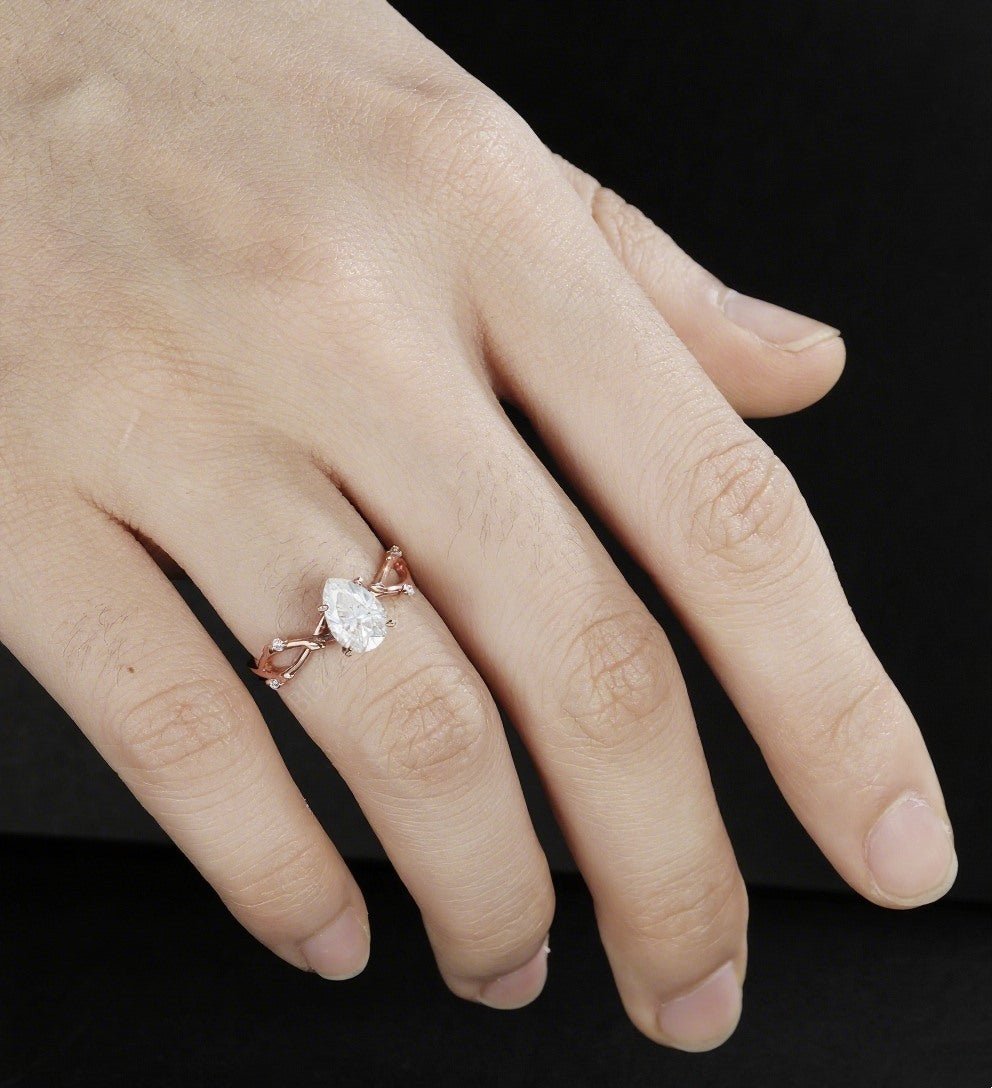 Pear Shaped Moissanite Engagement Ring Solid Gold Ring Anniversary Diamond Wedding Ring Vintage Ring Unique Bridal Ring For Her - ULRICARING