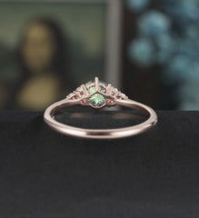 5mm Round Cut Green Moissanite Engagement Ring Unique White Gold Wedding Ring Vintage Promise Diamond Ring Anniversary Bridal Ring Women