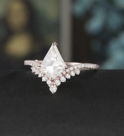 Kite Moissanite Engagement Ring Solid Gold Anniversary Ring Diamond Wedding Ring rose white yellow gold Promise Ring Unique Bridal promise Ring