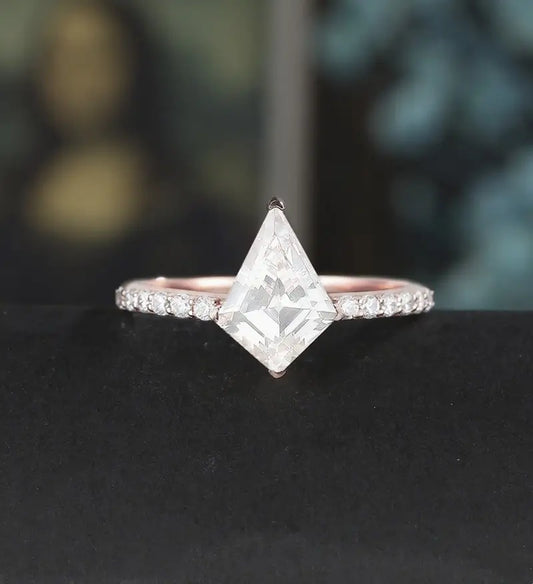 Kite Cut Moissanite Engagement Ring 10K/14K/18K Solid Gold Diamond Wedding Ring ROSE WHITE YELLOW gold Promise Anniversary Bridal Ring