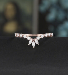 Marquise Moissanite Wedding Bnad Solid Gold Diamond Ring Anniversary Wedding Ring Promise Bridal Ring For Her - ULRICARING