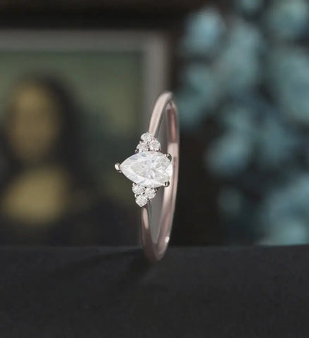 Moissanite Engagement Ring Round Cut Diamond Ring Vintage Solid Gold Wedding Ring Anniversary Promise for Her18K/14K/10K Gold Bridal Ring