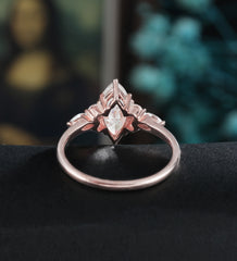Marquise Cut Moissanite Engagement Ring Solid Gold Diamond Wedding Ring Unique 14K/18K gold Promise Anniversary Bridal Ring
