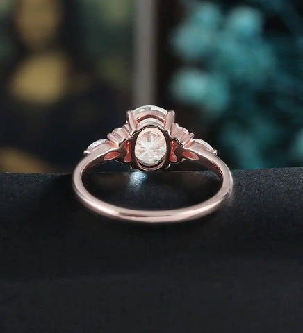 Oval Cut Moissanite Engagement Ring Vintage Solid Gold Promise Ring Anniversary Marquise Diamond Wedding Ring Unique Bridal promise Ring For Women