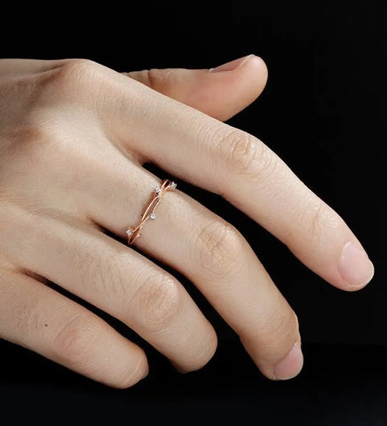 Leaf Opal Wedding Band Solid Gold Matching Band Curved Wedding Ring Anniversary Bridal Ring For Her