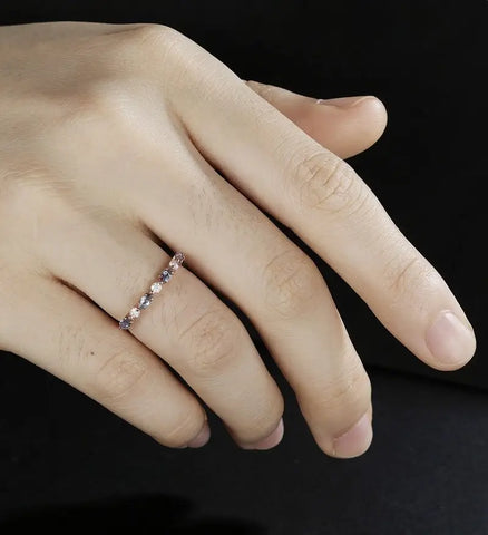Marquise Alexandrite Wedding Bnad Solid Gold Promise Ring Anniversary Diamond Moissanite Wedding Ring Vintage Bridal Ring For Her
