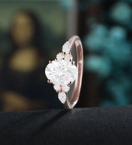 Oval Cut Moissanite Engagement Ring Vintage Solid Gold Promise Ring Anniversary Marquise Diamond Wedding Ring Unique Bridal promise Ring For Women
