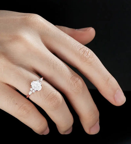Oval Cut Moissanite Engagement Ring Vintage Solid Gold Promise Ring Anniversary Marquise Diamond Wedding Ring Unique Bridal promise Ring For Women