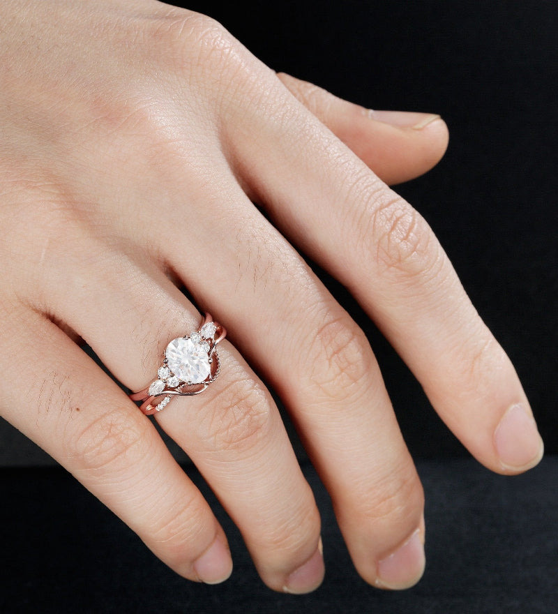 Oval Cut Moissanite Bridal Set Engagement Ring Set Vintage Bridal Set Anniversary Diamond Wedding Ring Solid Gold Promise Ring For Women - ULRICARING