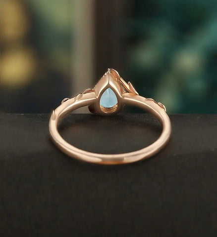 Pear Shaped Lab Alexandrite Engagement Ring Solid Gold  Moissanite Promise Ring Anniversary triangle Diamond Wedding Ring Vintage Ring Unique Bridal promise Ring For Her