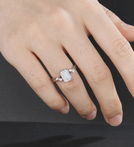 Kite Cut Moissanite Engagement Ring Twist Solid Gold Wedding Ring Diamond Vintage Rose Gold Bridal Ring Promise Anniversary Ring for Women