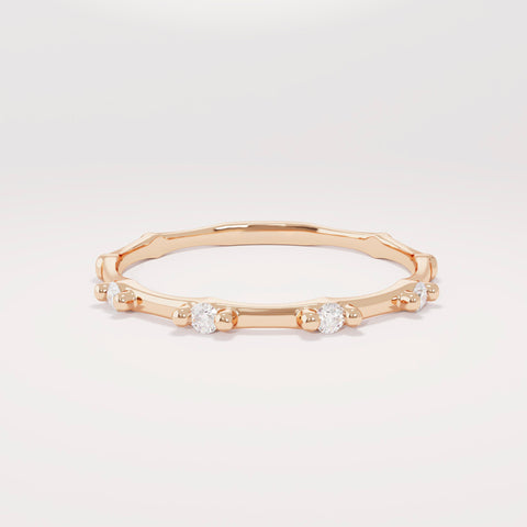 Diamond Stackable Ring,  14k Solid Gold Stacking Ring, Tiny Diamond Bone Band for Women, Diamond Thumb Ring, Thin Index Finger Ring