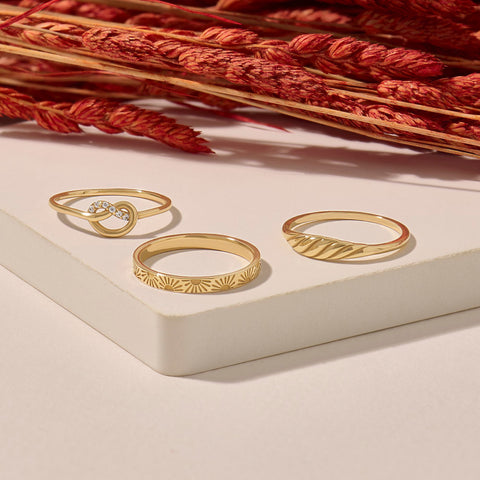 14K Solid Gold Diamond Knot Ring – Pave Friendship Band & Promise Ring for Her | Yellow/Rose/White Gold Jewelry