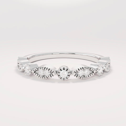 Vintage Art Deco Diamond Ring 14K Gold – Women’s Unique Pavé Stacking Band
