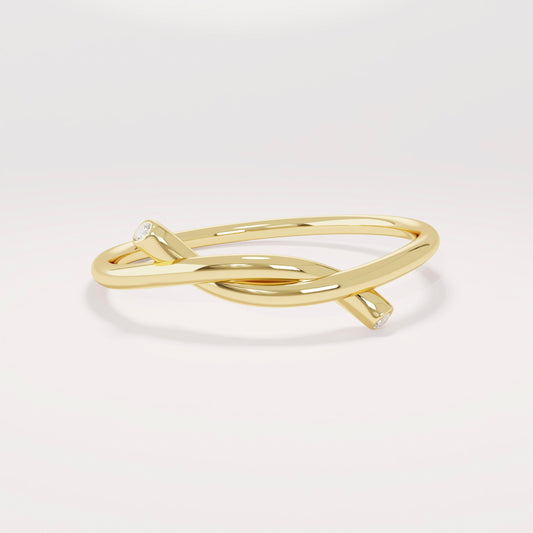 14k Solid Gold Diamond Knot Ring for Women | Tiny Diamond Love Knot Band | Infinity Friendship Promise Jewelry Gift (Yellow/Rose/White Gold)