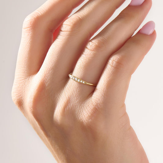 Diamond Wedding Ring 14k Solid Gold - Thin Dainty Band for Women, Perfect Promise Ring Gift for Mom, Wife & Ladies