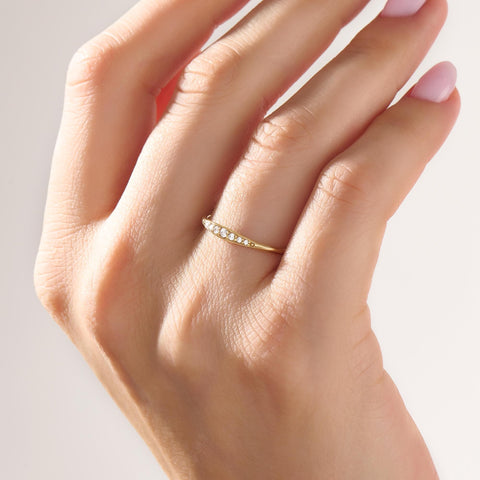 Diamond Wedding Ring 14k Solid Gold - Thin Dainty Band for Women, Perfect Promise Ring Gift for Mom, Wife & Ladies