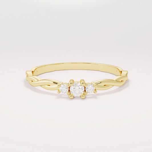 14K Solid Gold Twisted Solitaire Ring – Tiny Diamond Engagement Ring | Dainty Minimalist Promise Jewelry for Her