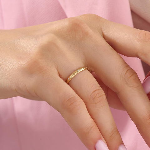 14k Solid Gold Diamond Star Pave Band | Minimalist Celestial Wedding Band | Womens Starbust Eternity Comfort Fit Ring
