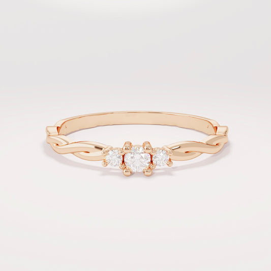14K Solid Gold Twisted Solitaire Ring – Tiny Diamond Engagement Ring | Dainty Minimalist Promise Jewelry for Her