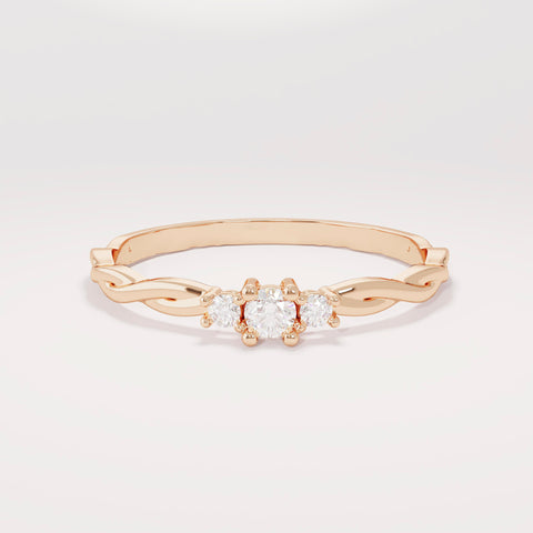 14K Solid Gold Twisted Solitaire Ring – Tiny Diamond Engagement Ring | Dainty Minimalist Promise Jewelry for Her
