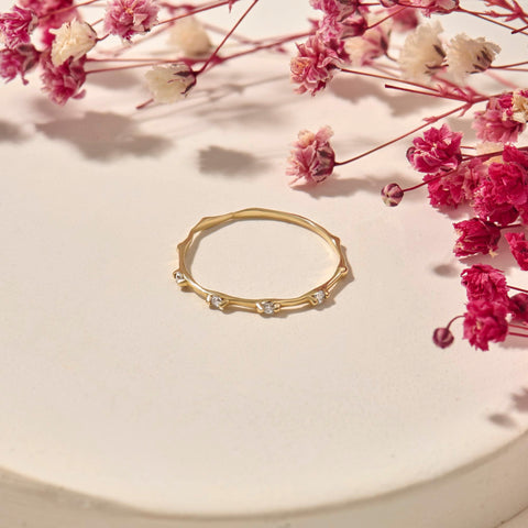 Diamond Stackable Ring,  14k Solid Gold Stacking Ring, Tiny Diamond Bone Band for Women, Diamond Thumb Ring, Thin Index Finger Ring