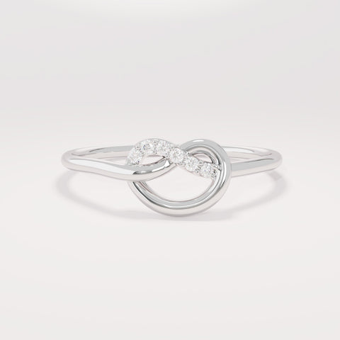 14K Solid Gold Diamond Knot Ring – Pave Friendship Band & Promise Ring for Her | Yellow/Rose/White Gold Jewelry