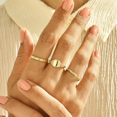 Custom Engraved 14k Solid Gold Signet Ring – Antique Vintage Pinky Ring for Women | Perfect Mom Gift