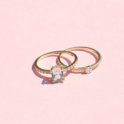 14K Solid Gold Diamond Solitaire Ring – Women's Minimalist Engagement Ring, Tiny Diamond Promise Band