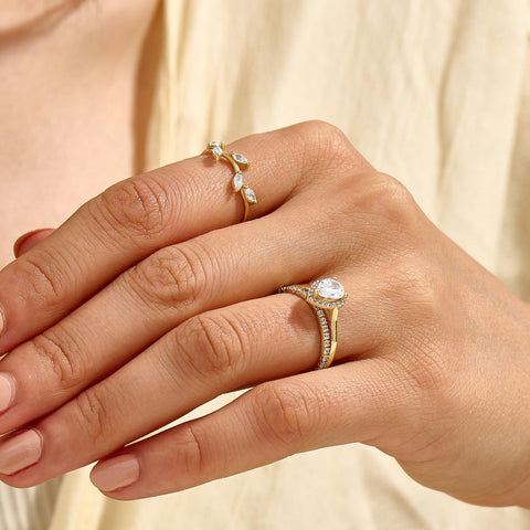 14k Solid Gold Diamond Eternity Band | Skinny Pave Wedding Ring | Dainty Stacking Bridal Jewelry Gift for Her