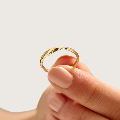 Solid Gold Twisted Wedding Band 14k Real Gold Plain Simple Band Ring for Women Anniversary Band Solid Gold Stackable Ring Comfort Fit Ring