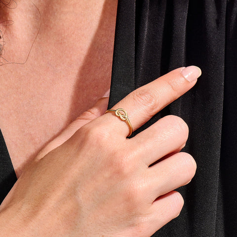 Thin Love Knot Ring 14K Gold – Women’s Eternity Friendship Promise Ring