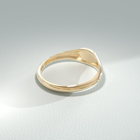 14K Solid Gold Oval Signet Ring – Personalized Engravable Monogram Band