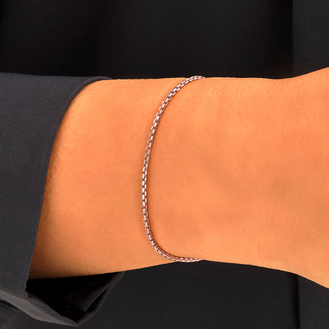 14k Solid Gold Box Chain Bracelet | Unisex Real Gold Layering Jewelry | Stackable Gift for Men & Women | Birthday Gift for Her