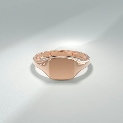 Custom Engraved Signet Ring 14k Gold – Square Unisex Initial Band, Geometric Finger Jewelry