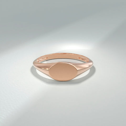 14K Solid Gold Oval Signet Ring – Personalized Engravable Monogram Band