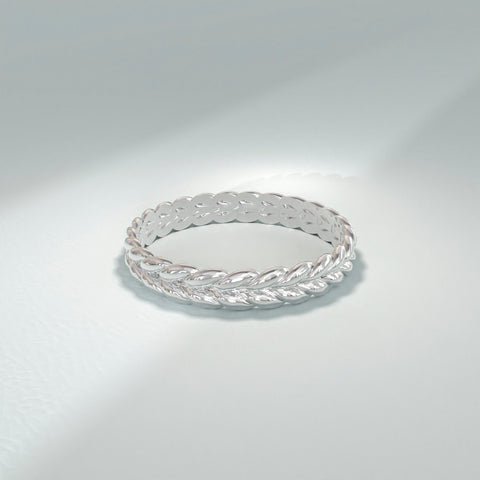 Nature-Inspired Wheat Ring 14K Gold – Unisex Floral Texture Gold Band