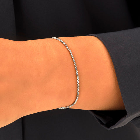 14k Solid Gold Box Chain Bracelet | Unisex Real Gold Layering Jewelry | Stackable Gift for Men & Women | Birthday Gift for Her