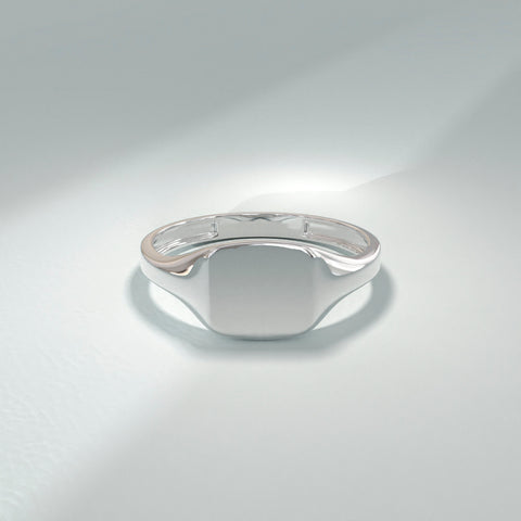 Custom Engraved Signet Ring 14k Gold – Square Unisex Initial Band, Geometric Finger Jewelry