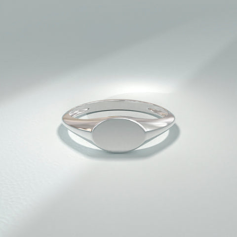 14K Solid Gold Oval Signet Ring – Personalized Engravable Monogram Band