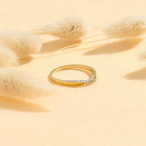 Minimalist Mobius Twist Ring 14k Gold - Diamond Wedding Band, Comfort Fit Stackable Band